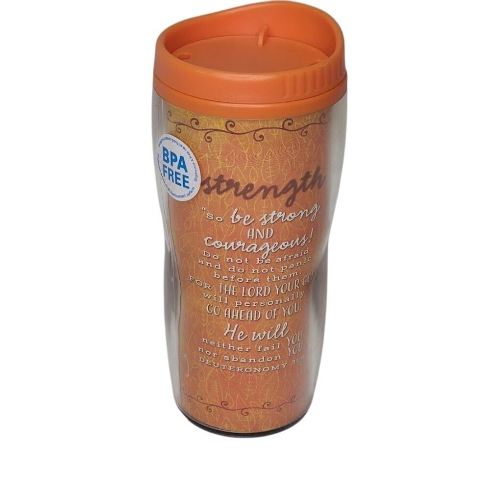 Lighthouse Christian Products Tumbler Mug Strength Deuteronomy 31:6 Bible Verse
